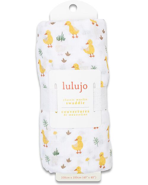 Lulujo Baby Copertina Swaddle 100x100 cm - Paperelle - 100% Mussola di Cotone Swaddle di Mussola