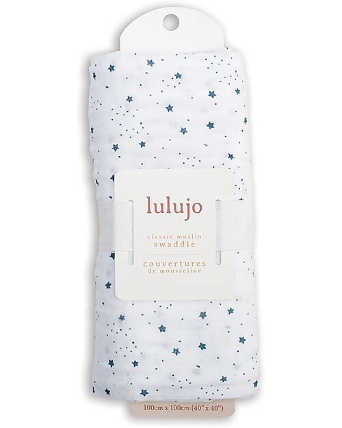 Lulujo Baby Copertina Swaddle 100x100 cm - Stella - 100% Mussola di Cotone Swaddle di Mussola