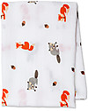 Lulujo Baby Copertina Swaddle 120 x 120 cm, Amici del Bosco - 100% mussola di cotone Swaddle di Mussola