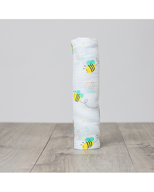 Lulujo Baby Copertina Swaddle 120 x 120 cm, Api -100% mussola di cotone Swaddle di Mussola