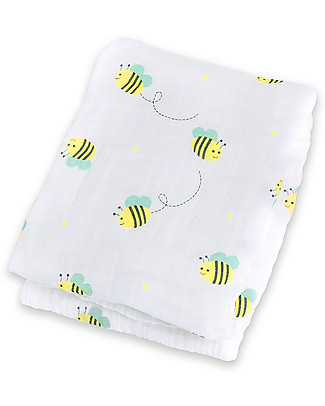 Lulujo Baby Copertina Swaddle 120 x 120 cm, Api -100% mussola di cotone Swaddle di Mussola