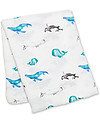 Lulujo Baby Copertina Swaddle 120 x 120 cm, Balene - Mussola di bambù Swaddle di Mussola