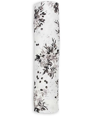 Lulujo Baby Copertina Swaddle 120 x 120 cm, Black Floral - Mussola di bambù Copertine Swaddles