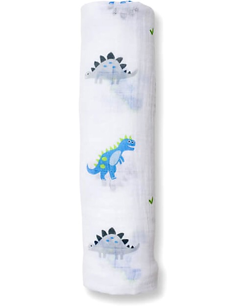 Lulujo Baby Copertina Swaddle 120 x 120 cm, Dinosauri -100% mussola di cotone Swaddle di Mussola