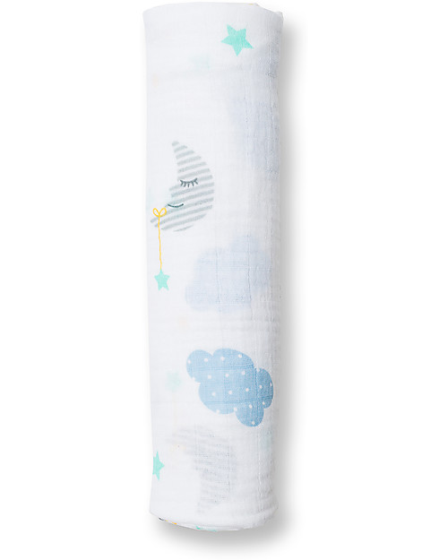Lulujo Baby Copertina Swaddle 120 x 120 cm, Dreamland - 100% mussola di cotone Swaddle di Mussola