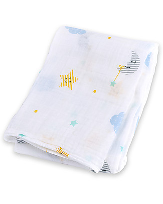 Lulujo Baby Copertina Swaddle 120 x 120 cm, Dreamland - 100% mussola di cotone Swaddle di Mussola
