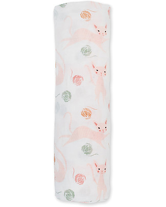 Lulujo Baby Copertina Swaddle 120 x 120 cm - Gattina - 100% mussola di cotone Copertine Swaddles