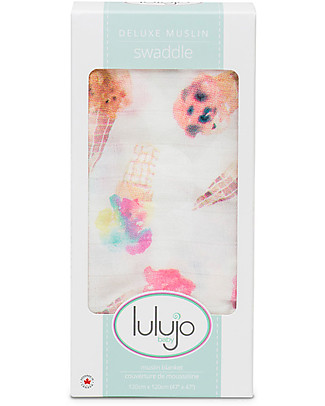 Lulujo Baby Copertina Swaddle 120 x 120 cm, Gelato - Mussola di bambù Copertine Swaddles