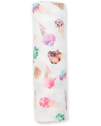 Lulujo Baby Copertina Swaddle 120 x 120 cm, Gelato - Mussola di bambù Copertine Swaddles