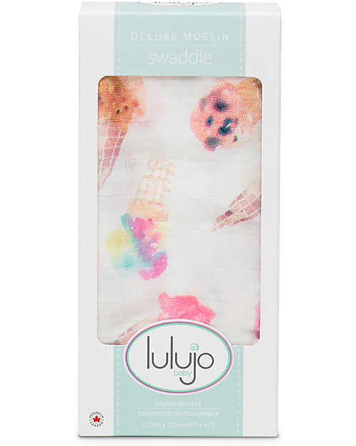 Lulujo Baby Copertina Swaddle 120 x 120 cm, Gelato - Mussola di bambù Swaddle di Mussola