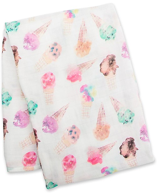 Lulujo Baby Copertina Swaddle 120 x 120 cm, Gelato - Mussola di bambù Swaddle di Mussola