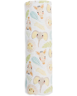 Lulujo Baby Copertina Swaddle 120 x 120 cm - Giungla - 100% mussola di cotone Swaddle di Mussola