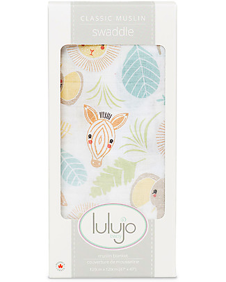 Lulujo Baby Copertina Swaddle 120 x 120 cm - Giungla - 100% mussola di cotone Swaddle di Mussola