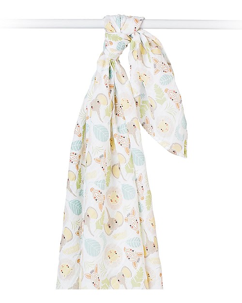 Lulujo Baby Copertina Swaddle 120 x 120 cm - Giungla - 100% mussola di cotone Swaddle di Mussola