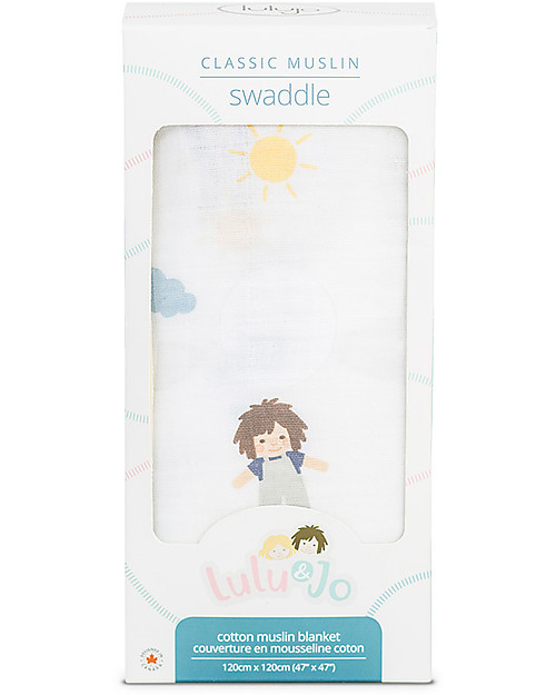 Lulujo Baby Copertina Swaddle 120 x 120 cm, Jo - 100% mussola di cotone Swaddle di Mussola