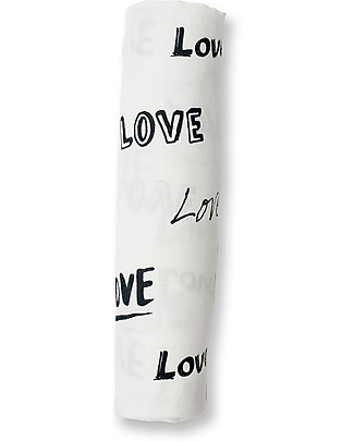 Lulujo Baby Copertina Swaddle 120 x 120 cm, Love - Mussola di bambù Copertine Swaddles
