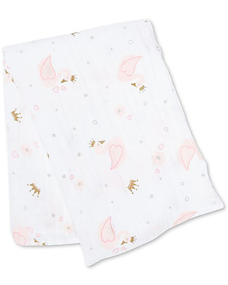 Lulujo Baby Copertina Swaddle 120x120 cm - Cigno - 100% Mussola di Cotone Copertine Swaddles