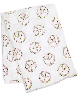 Lulujo Baby Copertina Swaddle 120x120 cm - Peace - Mussola di Bambù Copertine Swaddles