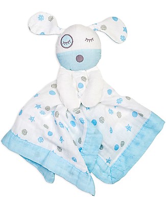 Lulujo Baby Doudou Cagnolino Azzurro - Mussola di Cotone - Il Primo Amico del Tuo Bebè! Coperte