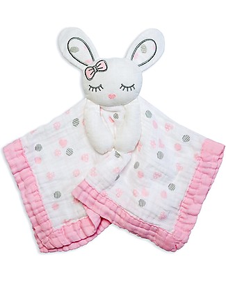 Lulujo Baby Doudou Coniglietto Rosa - Mussola di Cotone - Il Primo Amico del Tuo Bebè! Coperte