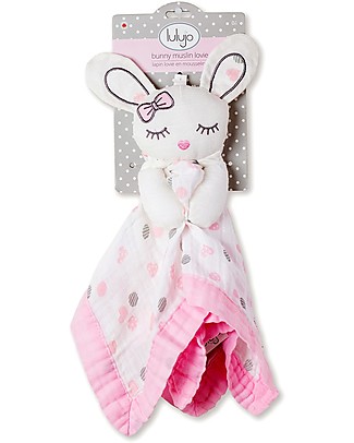 Lulujo Baby Doudou Coniglietto Rosa - Mussola di Cotone - Il Primo Amico del Tuo Bebè! Coperte
