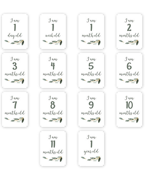 Lulujo Baby Kit Primo Anno All you Need is Love - Copertina Swaddle in Mussola di Cotone + 14 Cards - Per i bebè più social! Kit dei Ricordi