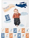 Lulujo Baby Kit Primo Anno Greatest Adventure - Copertina Swaddle in Mussola di Cotone + 14 Cards - Per i bebé più social! Swaddle di Mussola