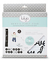 Lulujo Baby Kit Primo Anno Loved Beyond Measure - Copertina Swaddle in Mussola di Cotone + 14 Cards - Per i bebé più social! Swaddle di Mussola