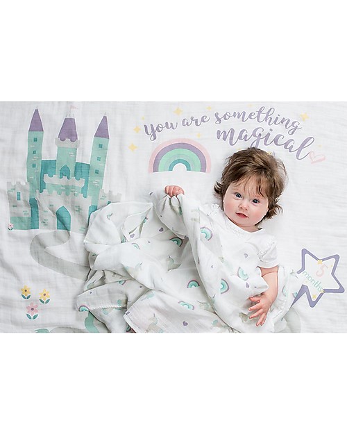 Lulujo Baby Kit Primo Anno Something Special - Copertina Swaddle in Mussola di Cotone + 14 Cards - Per i bebé più social! Swaddle di Mussola