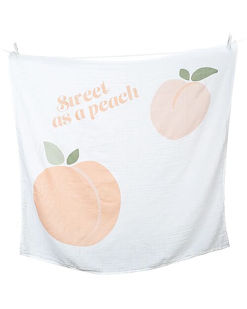 Lulujo Baby Kit Primo Anno Sweet as a Peach - Copertina Swaddle in Mussola di Cotone + 14 Cards - Per I Bebè più Social Swaddle di Mussola