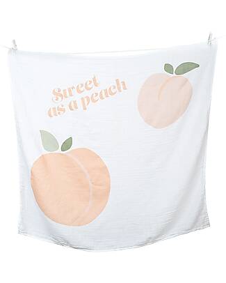 Lulujo Baby Kit Primo Anno Sweet as a Peach - Copertina Swaddle in Mussola di Cotone + 14 Cards - Per I Bebè più Social Swaddle di Mussola