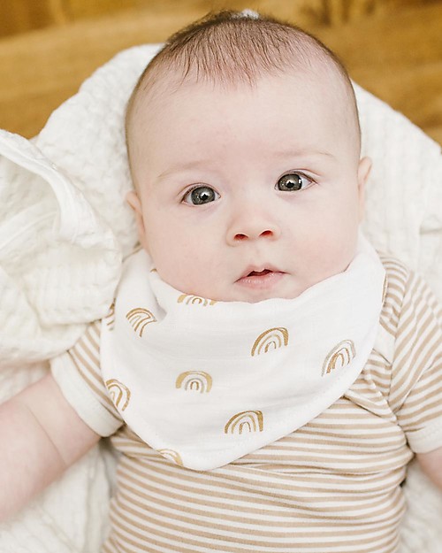 Lulujo Baby Set di 2 Bavaglini Bandana - Boho - Arcobaleno + Sole - 100% Mussola di Cotone Bavagli a Bandana