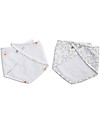 Lulujo Baby Set di 2 Bavaglini Bandana - Boho -  Margherite + Vegetazione - 100% Mussola di Cotone Bavagli a Bandana