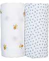 Lulujo Baby Set di 2 Copertine Swaddle 100 x 100 cm - Bees/Dots - 100% mussola di cotone Swaddle di Mussola
