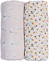 Lulujo Baby Set di 2 Copertine Swaddle 100 x 100 cm - Boho - 100% Cotone - Floreale Vintage+Libellula Swaddle di Mussola