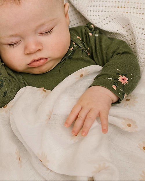 Lulujo Baby Set di 2 Copertine Swaddle 100 x 100 cm - Boho - 100% Cotone - Margherite+Vegetazione Swaddle di Mussola