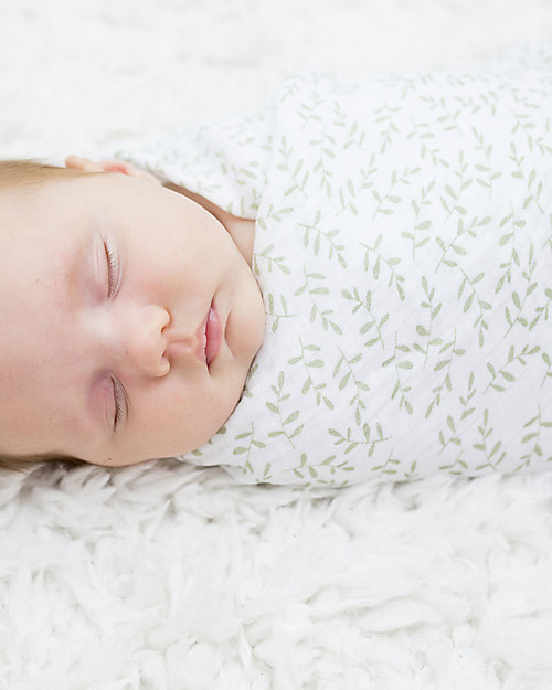 Lulujo Baby Set di 2 Copertine Swaddle 100 x 100 cm - Boho - 100% Cotone - Margherite+Vegetazione Swaddle di Mussola