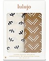 Lulujo Baby Set di 2 Copertine Swaddle 100 x 100 cm - Boho - 100% Cotone - Mudcloth+Uccelli Swaddle di Mussola