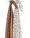 Lulujo Baby Set di 2 Copertine Swaddle 100 x 100 cm - Boho - 100% Cotone - Mudcloth+Uccelli Swaddle di Mussola