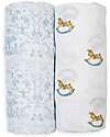 Lulujo Baby Set di 2 Copertine Swaddle 100 x 100 cm - Cavallo a Dondolo/Toile - 100% mussola di cotone Swaddle di Mussola