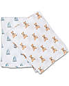 Lulujo Baby Set di 2 Copertine Swaddle 100 x 100 cm - Orsetto Vintage/Barca a Vela - 100% mussola di cotone Swaddle di Mussola