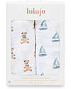 Lulujo Baby Set di 2 Copertine Swaddle 100 x 100 cm - Orsetto Vintage/Barca a Vela - 100% mussola di cotone Swaddle di Mussola