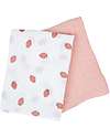 Lulujo Baby Set di 2 Copertine Swaddle 100 x 100 cm - Strawberries/Pink - 100% mussola di cotone Swaddle di Mussola