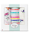 Lulujo Baby Set di 3 Copertine 120 x 120 cm, Garden Friends - Mussola di bambù Swaddle di Mussola