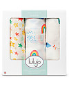 Lulujo Baby Set di 3 Copertine 120 x 120 cm, High in the Sky - Mussola di bambù Swaddle di Mussola