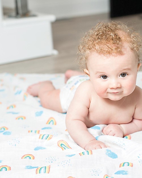 Lulujo Baby Set di 3 Copertine 120 x 120 cm, High in the Sky - Mussola di bambù Swaddle di Mussola