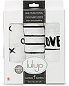 Lulujo Baby Set di 3 Copertine 70 x 70 cm, Modern Black & White - 100% mussola di bambù Swaddle di Mussola