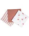 Lulujo Baby Set di 3 Copertine Swaddle 69 x 69 cm - Fragole - 100% mussola di cotone Swaddle di Mussola