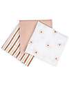 Lulujo Baby Set di 3 Copertine Swaddle 69 x 69 cm - Margherite - 100% mussola di cotone Swaddle di Mussola