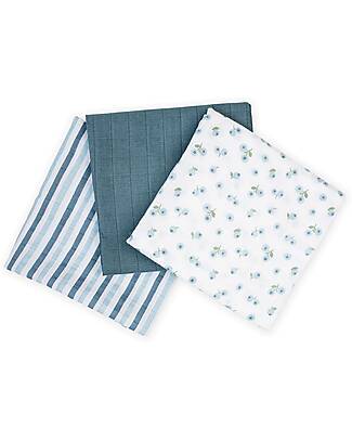 Lulujo Baby Set di 3 Copertine Swaddle 69 x 69 cm - Mirtilli - 100% mussola di cotone Swaddle di Mussola